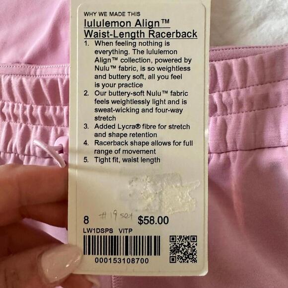Lululemon Vitapink Size 8 SET - Softstreme HR Short and Align Racerback NWT - Picture 2 of 7